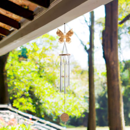 ICE ARMOR 34" Long Wood Silhouette Butterfly Wind Chime