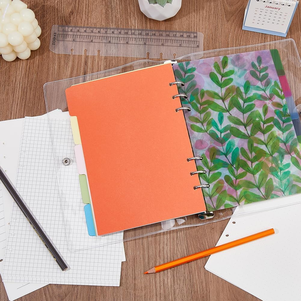 A5 Binder Set: 6 Ring Refillable Journal with Dividers Ruler and Pockets - Multicolored 240 Pages A5 Size 6 Holes DIY Making