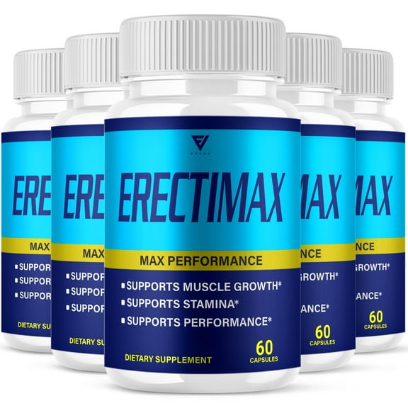 (5 Pack) Erectimax Capsules, Erectimax Pills for Daily High Drive, Erectimax Reviews (300 Capsules)