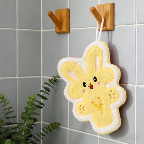 Vggrvlo Under 5 Cute Easter Bunny Hand Towels for Kitchen Bathroom Super Absorbent Soft Dish Towels Yellow 7x8 Inches