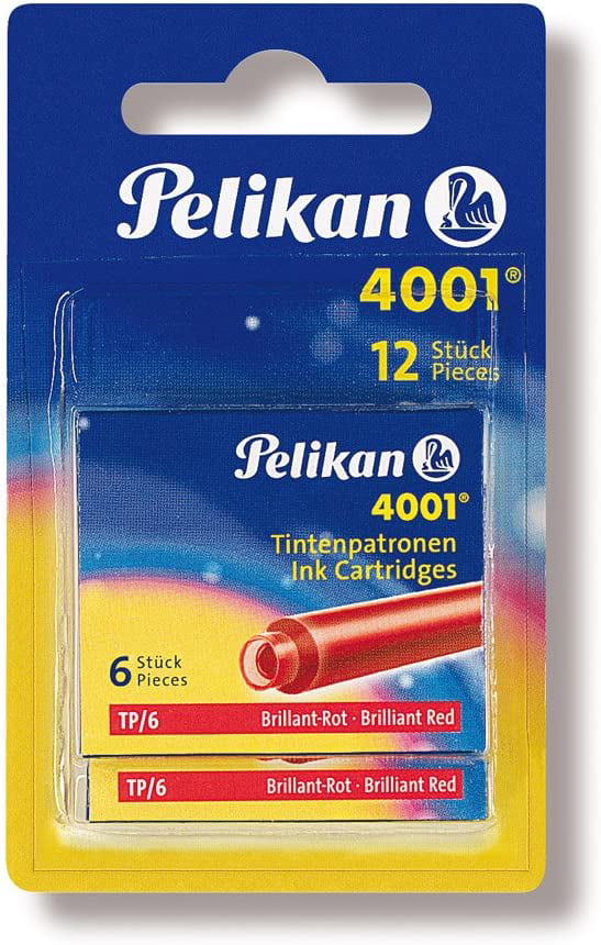 radiator Vechter condoom Pelikan 4001 Tp/6 Ink Cartridges For Fountain Pens, Brilliant Red, 0.8Ml,  12 Pack (330811) - Walmart.com