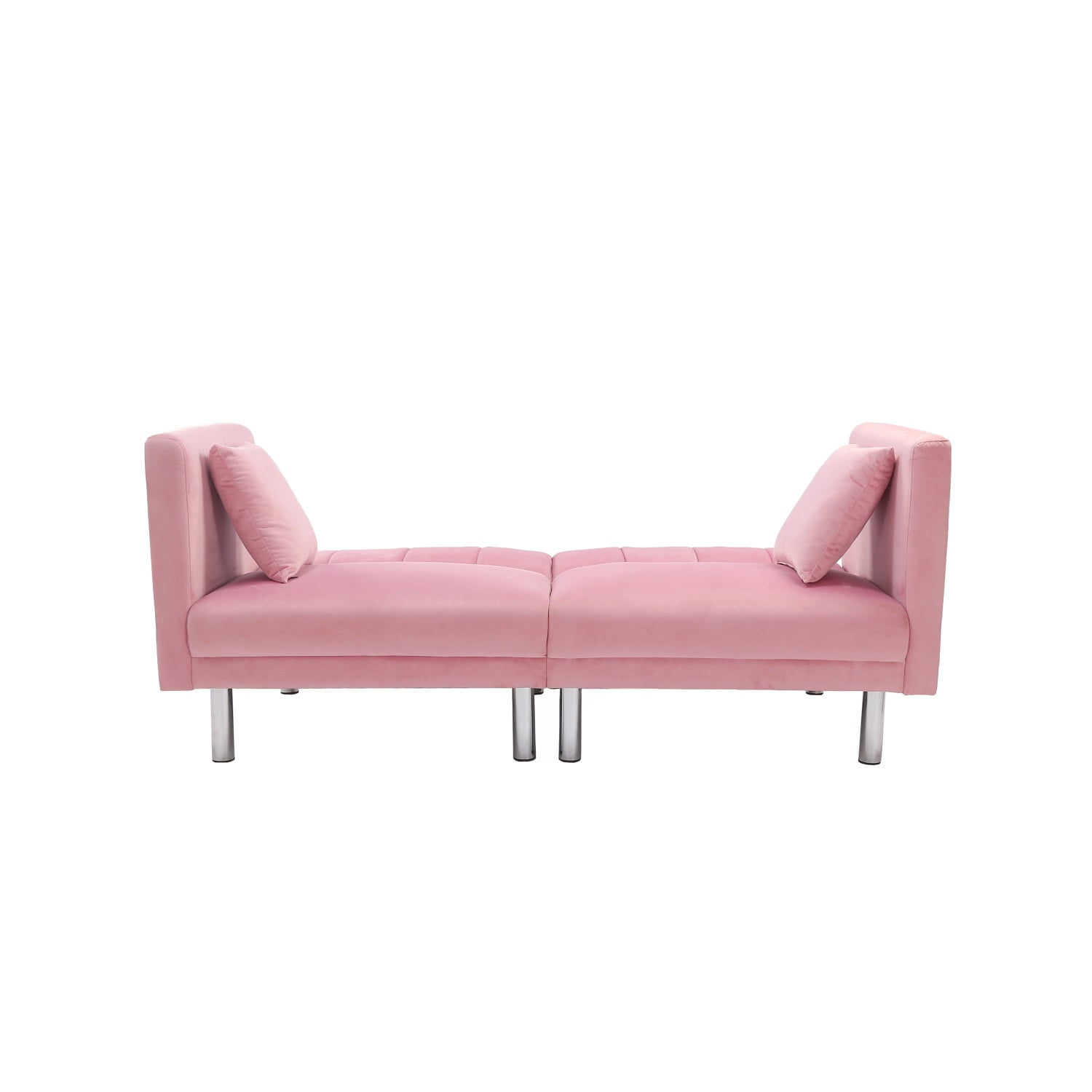 Kadyn Futon Sofa, Fabric Futon Sofa Bed with 2 Pillows, Modern Convertible Futon Sofa for Small Rooms, Pink Kadyn Futon Sofa, Fabric Futon Sofa Bed with 2 Pillows, Modern Convertible Futon Sofa for Small Rooms, Pink