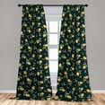 thumbnail image 2 of Citrus Window Curtains, Vintage Design Lemon Pattern with Leaves Greenery Tropical Forest Vibe Art, Lightweight Decor 2-Panel Set with Rod Pocket, Pair of - 28"x84", Mustard Hunter Green, by Ambesonne, 2 of 3