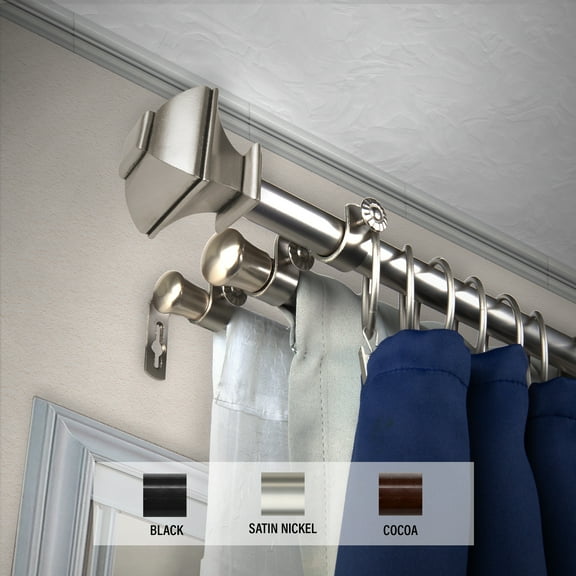 Domovina Arya 13/16" Triple Curtain Rod-Color:Satin Nickel,Size:66-120"