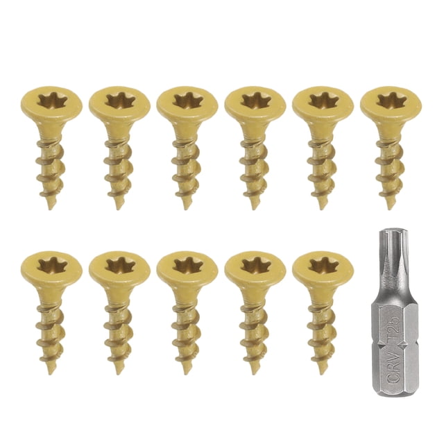 Uxcell 100 piezas Tornillos para Deck #8 x 3/4" Torx Tornillos de Madera para Exterior con Bit de Manejo T25
