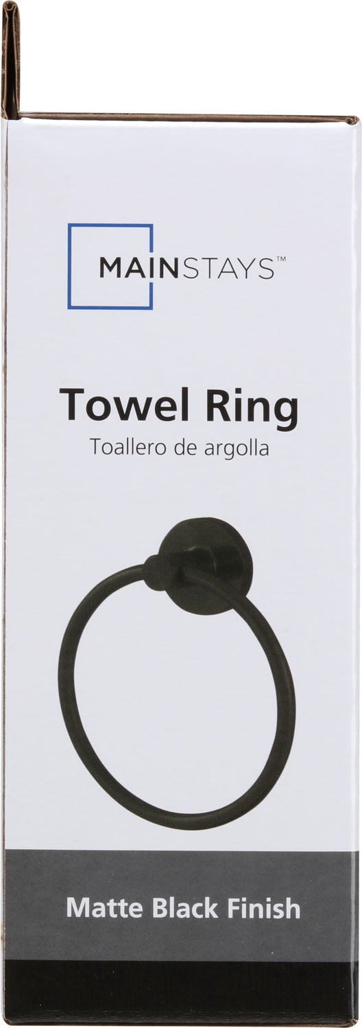 (3 pack) Mainstays Modern Round Towel Ring in Matte Black