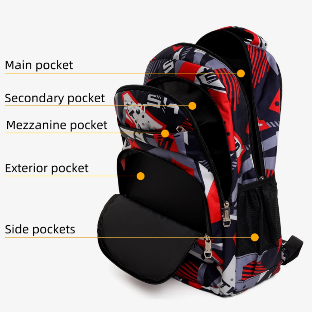 Mochila escolar para niños, camuflaje para niñas, impermeable, para adolescentes y niños, roja 5