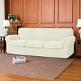 Subrtex 4Piece Stretch Textured Grid Sofa Cover Slipcover,Separate Cushion Cover(Ivory, Sofa