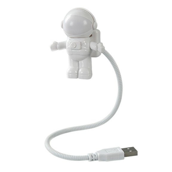 WRITWAA USB Astronaut Night Light Spaceman LED Desk Lamp White Plastic USB Powered for Bedtime Reading 1 Pack
