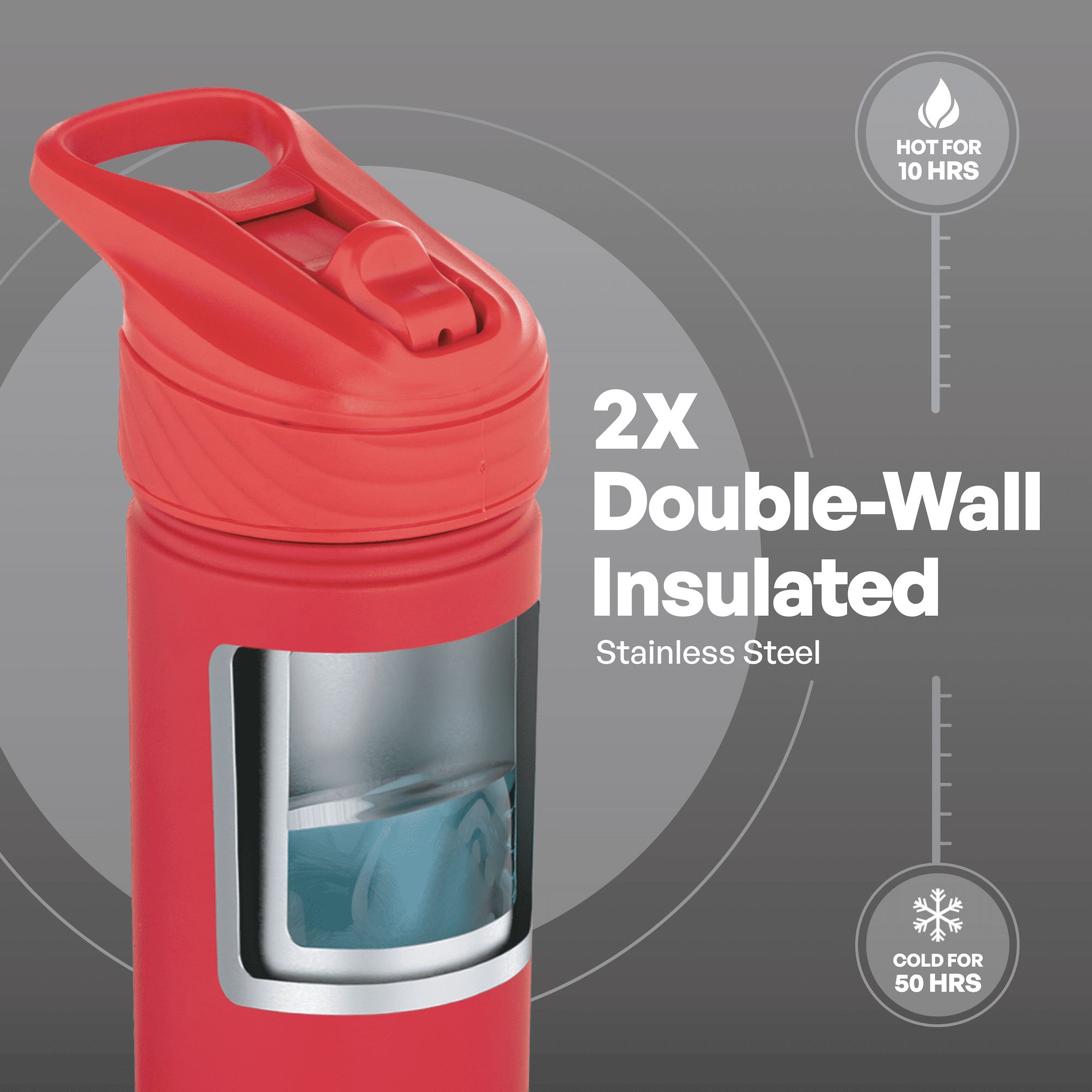 TAL Stainless Steel Ranger Water Bottle with Easy Sip Straw 26 fl oz, Red