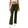 thumbnail image 2 of Cyglowse Flare Leggings for Women Low Rise Fold Over Flared Yoga Pants Bootcut Leggings Ladies Comfy Workout Pants Army Green S, 2 of 8