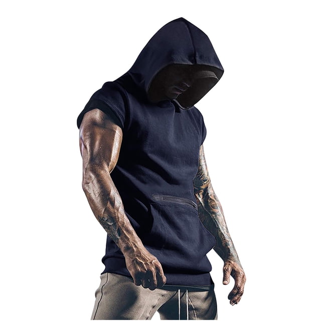 Chemises pour Hommes, Haut à Capuche Ajusté à Manches Courtes pour Hommes, Blouses à Manches Courtes à Col Rond