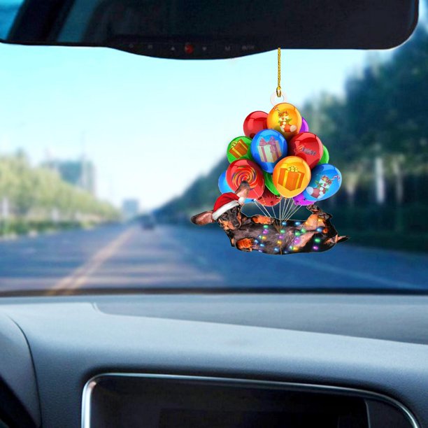Adorno navideño de perro salchicha, letreros colgantes, colgante decorativo de Animal bonito para coche, colgante para mochila para Estilo E Macarena Colgante colgante