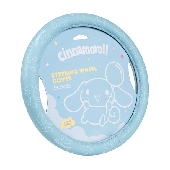Cinnamoroll Steering Wheel Cover, Official Sanrio Car Steering Wheel Cover with Universal Size 14.5 - 15.5, Cute Blue Cinnamoroll Car Accessories for Women, (Cinnamoroll Blue Monogram)