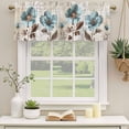 thumbnail image 3 of 2 Panels Spring Floral Vintage Valance for Windows, Retro Teal Tulips Botanical Summer Light Filtering Kitchen Curtains, Rod Pocket Window Treatment Curtain Valances for Living Room Bedroom, 42"x18", 3 of 9