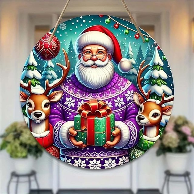 xihome Adorno navideño de madera de 7,8 pulgadas para rbol de Navidad con impresin HD. Decoracin festiva para el hogar.