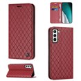 thumbnail image 1 of RFID Blocking Card Holder Slot for Samsung S22 Wallet Case, Folio Protective Wallet Pocket Credit Slots Retro Flip PU Leather Card Holder Kickstand Cover For Samsung Galaxy S22, Red, 1 of 10