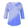 thumbnail image 4 of Midsumdr Plus Size Tops for Women 2025 Summer Sexy V-Neck Casual Loose Fit Short Sleeve Tops Gradient Color Temperament Blouse Tops with Pockets, 4 of 5