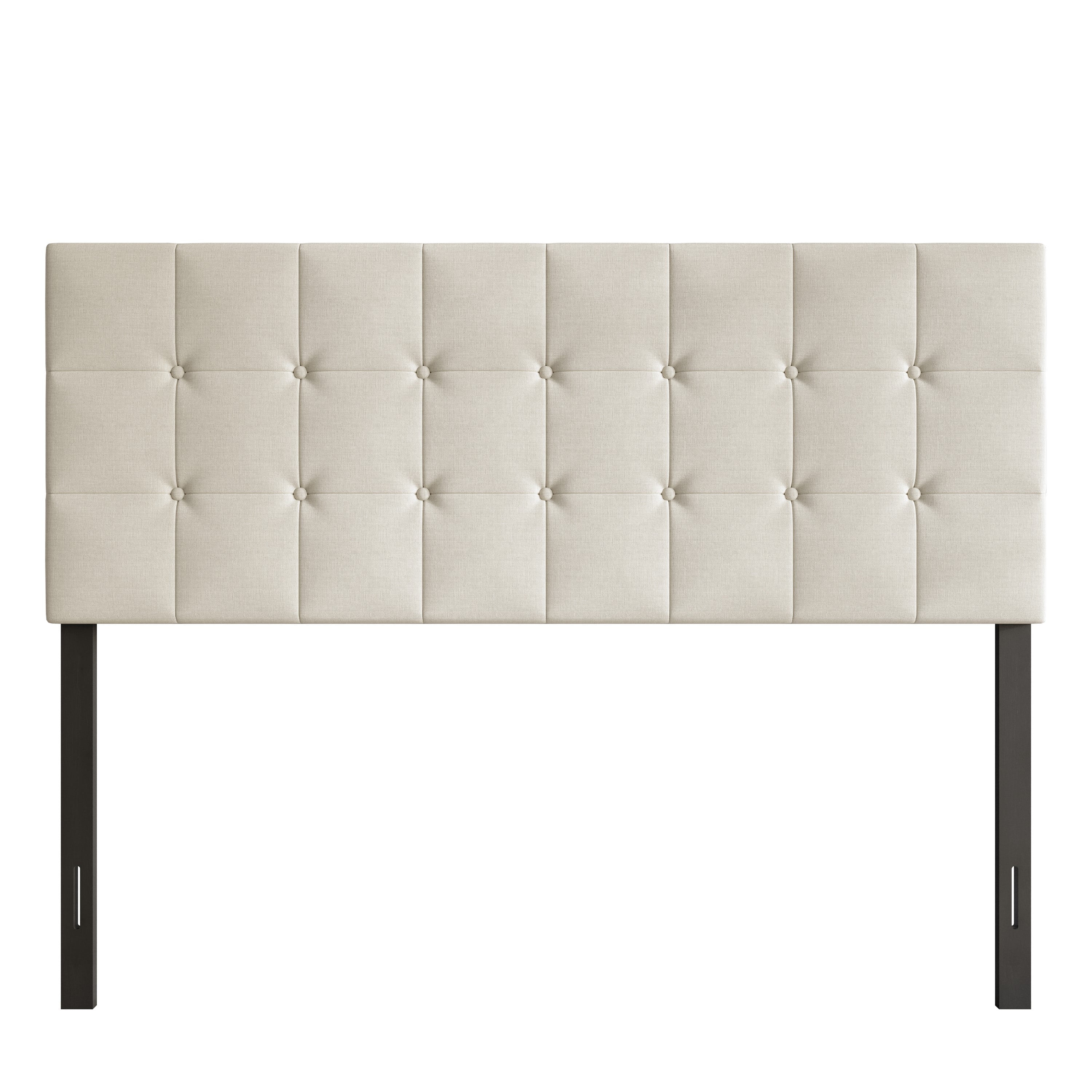 Home Design Ida King Upholstered Transitional Adjustable Headboard With Button Tufted For Adult, Grey