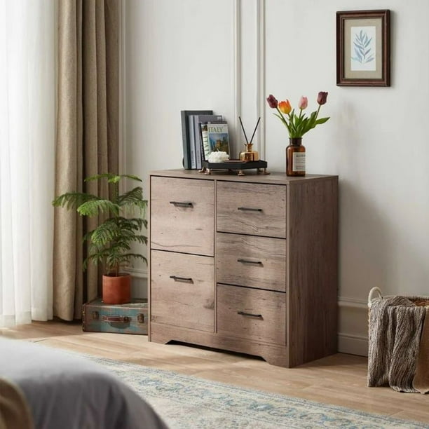 FRAPOW 5 Drawers Dresser for Bedroom, Horizontal Dresser, Traditional