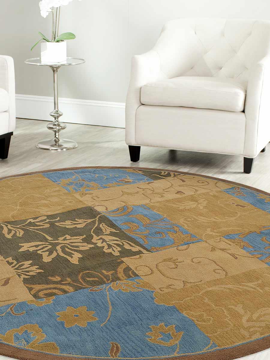 Rugsotic Carpets Hand Tufted Wool 10'x10' Round Area Rug Floral