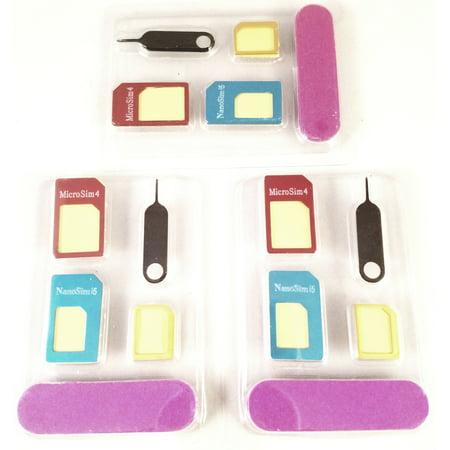 5-in-1 Metal SIM Card Adapter Converter Set, Nano to Micro or Standard,