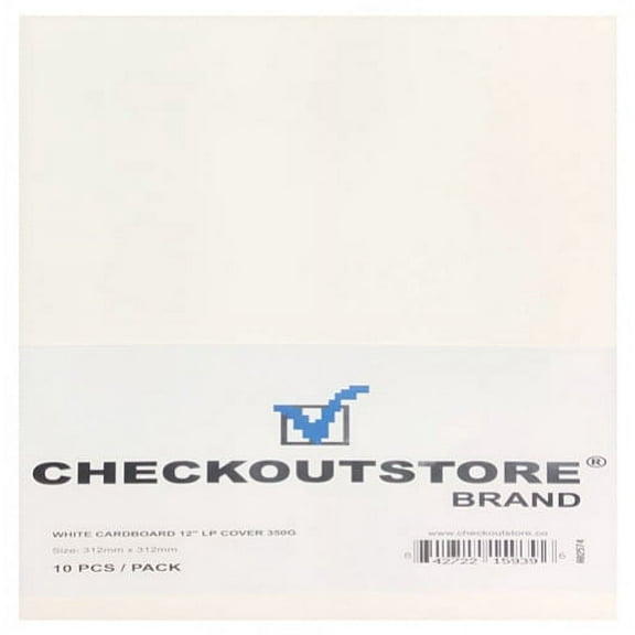 (10) CheckOutStore Cardboard Vinyl Record Jackets Cover No Hole - White (12" LP)