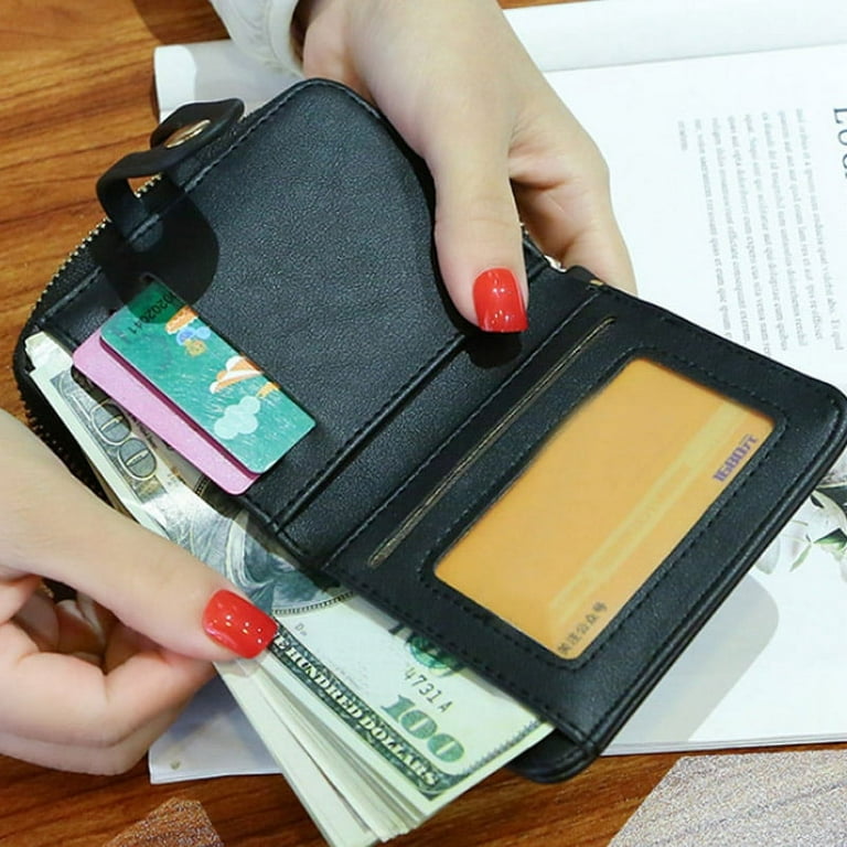 Women Small Snap Zipper Short Wallet Leather Mini Purse Cute Coin Card Purse