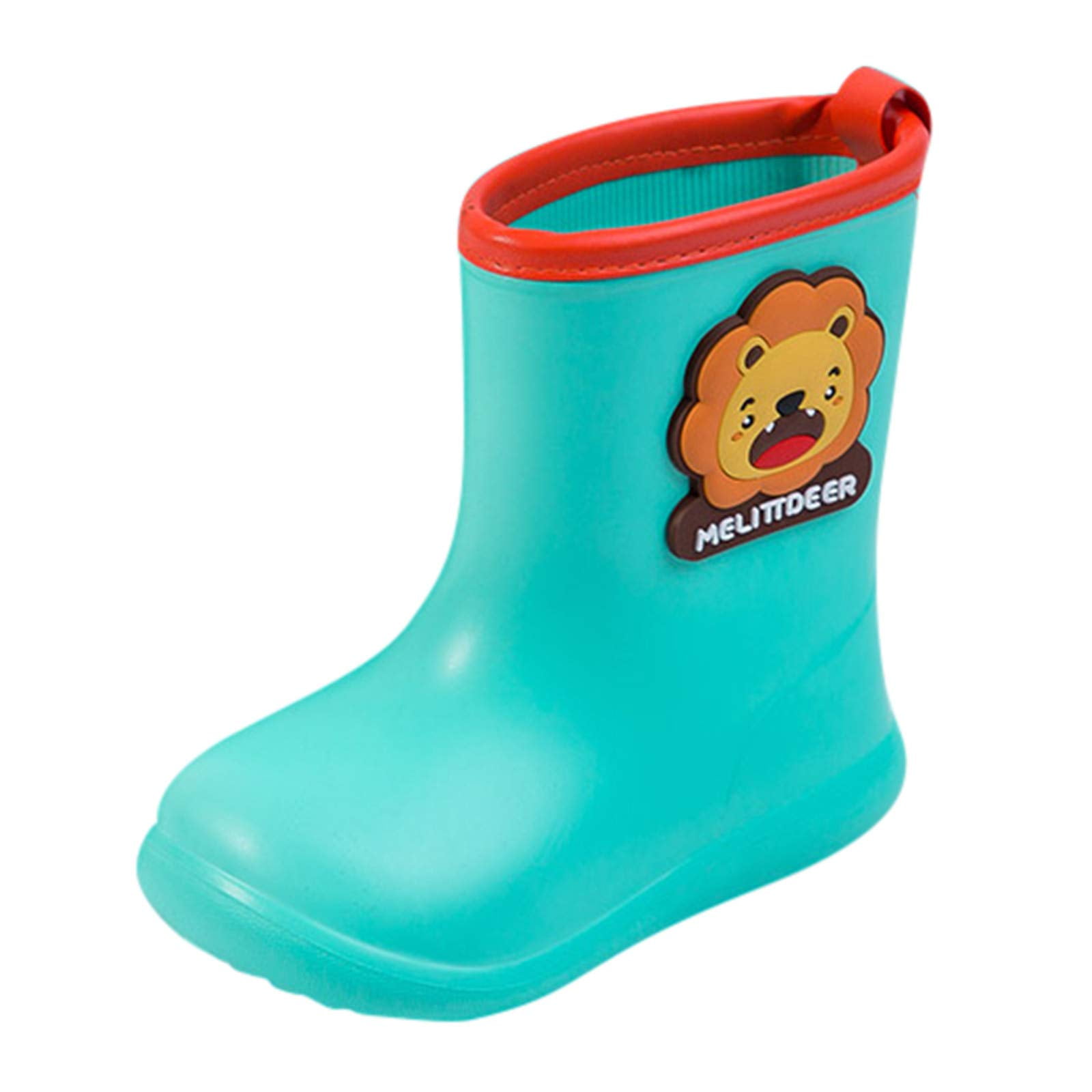 Toddler Babys Boys Girls Rain Boots Adorable Cartoon Children Waterproof Non-Slip Shoes with Handles 