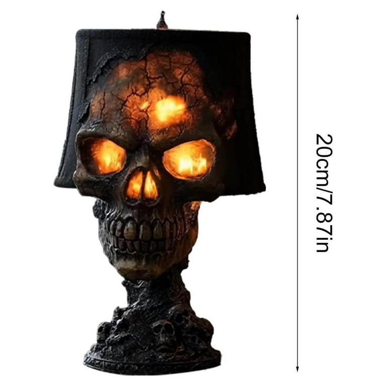 Halloween Skull Table Lamp with LED Light, Gothic Resin Nightstand