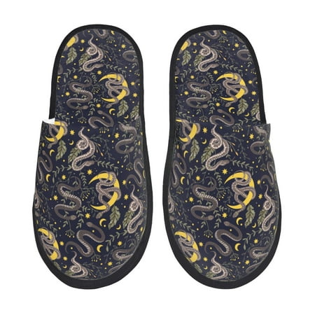 Balery Snake Sleep Slient Indoor Furry Fleece Comfort House Shoes Soft Non-Slip Home Shoes Cotton slippers House Slippers-- Large