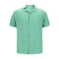 thumbnail image 3 of WXLWZYWL Plus Size Men's Shirts Short Sleeve Button Down V Neck Solid Color Front Pocket Linen Work Shirts Casual Loose Summer Hawaiian Beach Shirts, 3 of 5