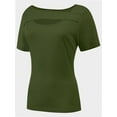 thumbnail image 2 of Womens Summer Short Sleeve T Shirts Slim Fit One Piece Cutout Scoop Neck Going Out Date Night Tops, 2 of 5