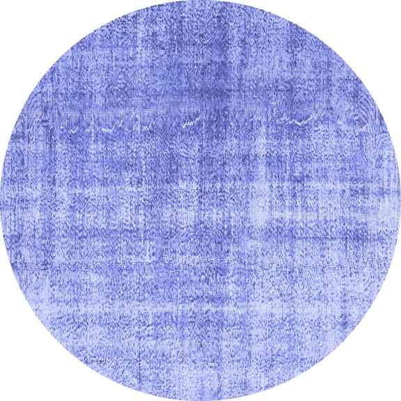 Ahgly Company Indoor Round Abstract Blue Contemporary Area Rugs, 6' Round