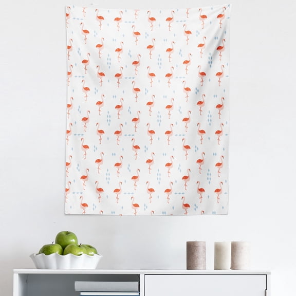 Fun Flamingo Tapestry, Tropical Bird Minimalistic Patterns Hawaiian Modern Minimal, Fabric Wall Hanging Decor for Bedroom Living Room Dorm, 5 Sizes, White Blush and Burnt Sienna, by Ambesonne