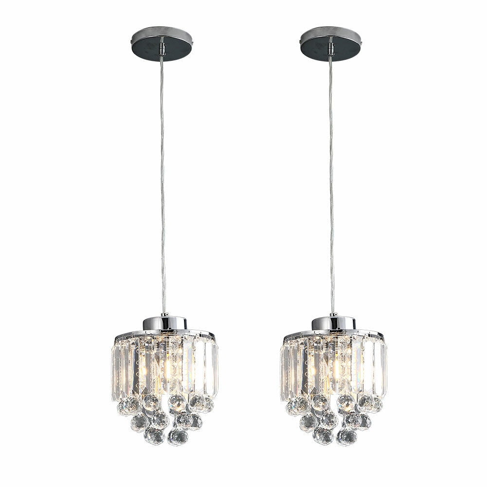 TFCFL 2pcs Modern Crystal Pendant Light Fixture Chandelier Hanging