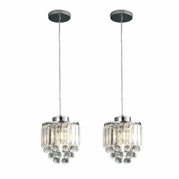 TFCFL 2pcs Modern Crystal Chandelier Pendant Lamp Fixture Kitchen Island Ceiling Light Hanging Lamp