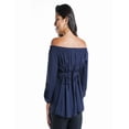 thumbnail image 2 of Blusa Maternidad Off Shoulder Rayón Fresca Cómoda Ropa Embarazo Blusa Mujer Versátil Color Azul Marino, 2 of 4