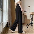 thumbnail image 4 of VEKDONE Women's Wide Leg Pants High Waisted Pleated Trousers Elastic Waist Loose Fit Slacks Summer Solid Color Lightweight Bottoms Black S, 4 of 5