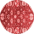 thumbnail image 1 of Ahgly Company Machine Washable Indoor Round Abstract Red Modern Area Rugs, 4' Round, 1 of 4