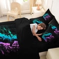 thumbnail image 4 of Castle Fairy Sport Handball Twin Bedding 7-Piece, Gradient Graffiti Splash Bedding Comforter Set, Black Teal Pink,Black Reversible, 4 of 7