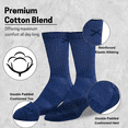 thumbnail image 6 of Basix Crew Socks for Men, Comfort Athletic Fit, Mid-Calf, Cotton, Navy Heather, 6 of 7