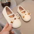 thumbnail image 2 of Viluyesy Girls' Spring Summer Flat Leather Shoes - Soft Sole Bowknot Casual Dress School Party Mary Jane Pumps Beige Size 11.5, 2 of 7