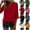 Red, variant on POIUYTR Women Cotton Linen Shirts Summer Casual V Neck 3/4 Sleeve Solid Color Tshirts Loose Fit Stretch Tops