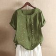 thumbnail image 1 of Puntoco Mujer Verano Casual O-Cuello Manga Corta Flor Estampado Camisa Suelta Blusa tops Puntoco Puntoco-6423, 1 of 5
