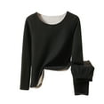 thumbnail image 2 of EGNMCR Ensemble d'Isolation pour Femmes en Velours Allemand à Double Face en Soie, Col Rond, Manches Longues, Pantalon, Style Automne et Hiver, Mat, Doux pour la Peau, Vêtements d'Automne, Ensemble Deux Pièces, sous-Vêtements Thermiques pour Femmes, 2 of 6