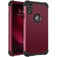 thumbnail image 1 of iPhone XR Case, iPhone XR Phone Case, 3 in 1 Heavy Duty Rugged Hybrid Hard PC Cover Soft Silicone Bumper Impact Resistant Non-Slip Shockproof Protective Case for iPhone XR 6.1 Inch, Wine Red, 1 of 8