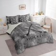 thumbnail image 3 of Feelyou Ice Hockey Gaming Twin Bedding Sets 7-Piece, Grey Watercolor Bedding Comforter Set, 3 of 8