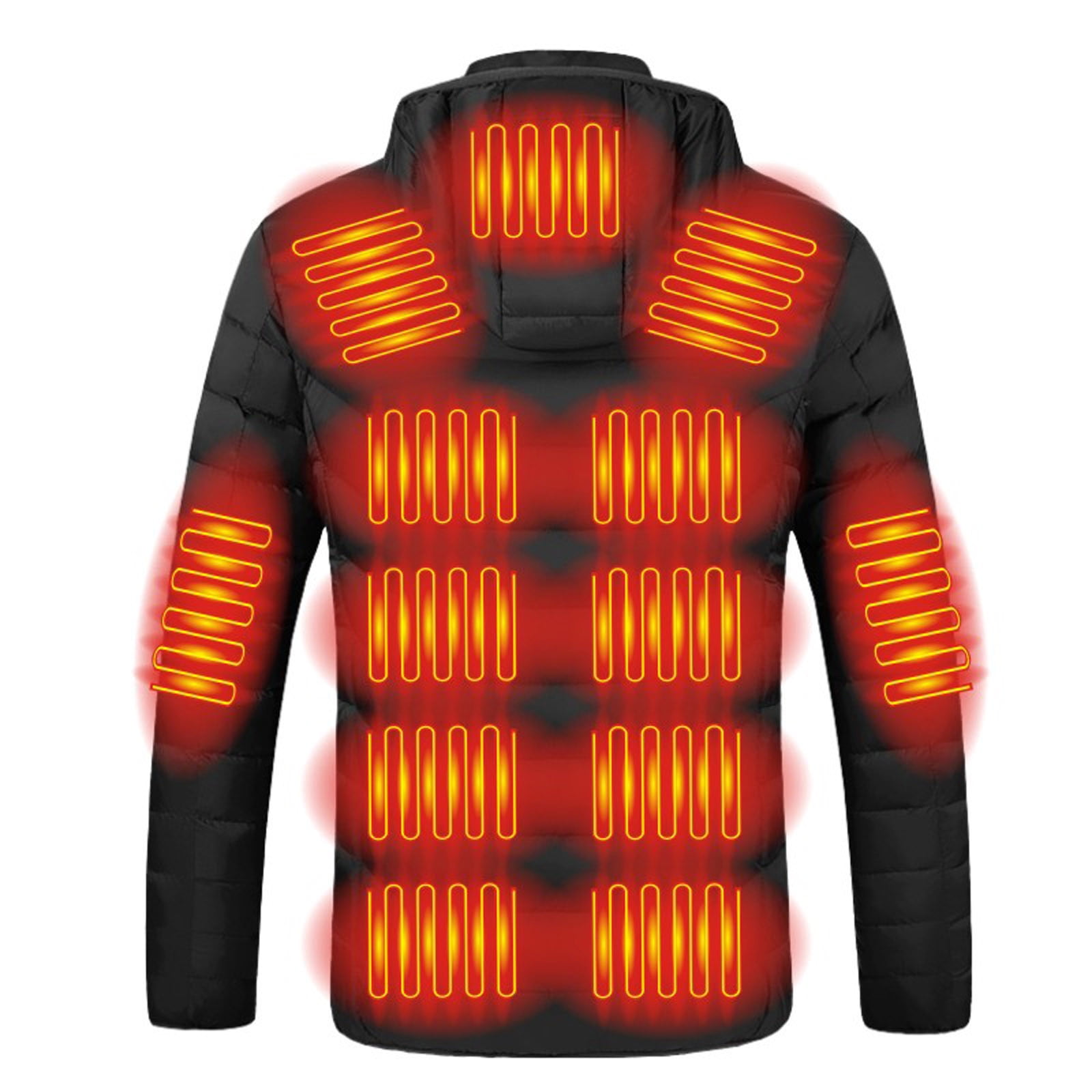 QATAINLAV Big and Tall Puffer Jacket for Men Winter Warm Hooded Heated Jacket with 19 Heating Zones Outdoor Fishing Riding Heated Coat, Black, XXXL