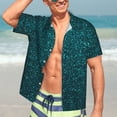 thumbnail image 7 of Lsque Navy blue sparkling Pattern Hawaiian Shirt for Men Unisex Summer Beach Casual Short Sleeve Cotton Linen Button Down Shirts,X-Large, 7 of 7